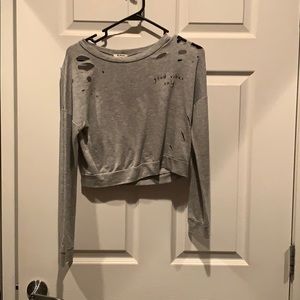 Grey Long sleeve Crop Top